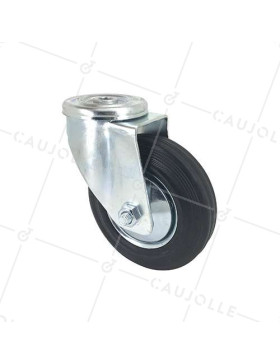 RUEDA CLÁSICA DE MANUTENCIÓN CON AGUJERO PASANTE DE CUACHO CON 125 MM DE DIÁMETRO, 100 KG DE CARGA -  S06C125L • Caujolle