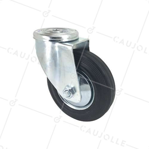 RUEDA CLÁSICA DE MANUTENCIÓN CON AGUJERO PASANTE DE CUACHO CON 125 MM DE DIÁMETRO, 100 KG DE CARGA -  S06C125L • Caujolle