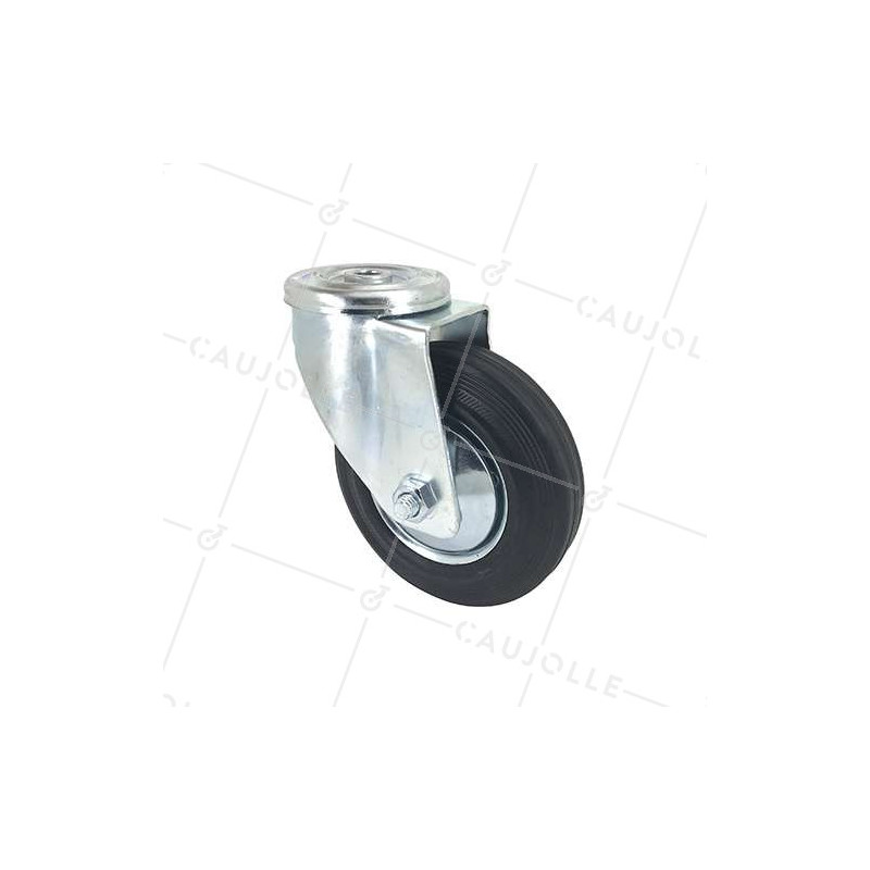 RUEDA CLÁSICA DE MANUTENCIÓN CON AGUJERO PASANTE DE CUACHO CON 125 MM DE DIÁMETRO, 100 KG DE CARGA -  S06C125L