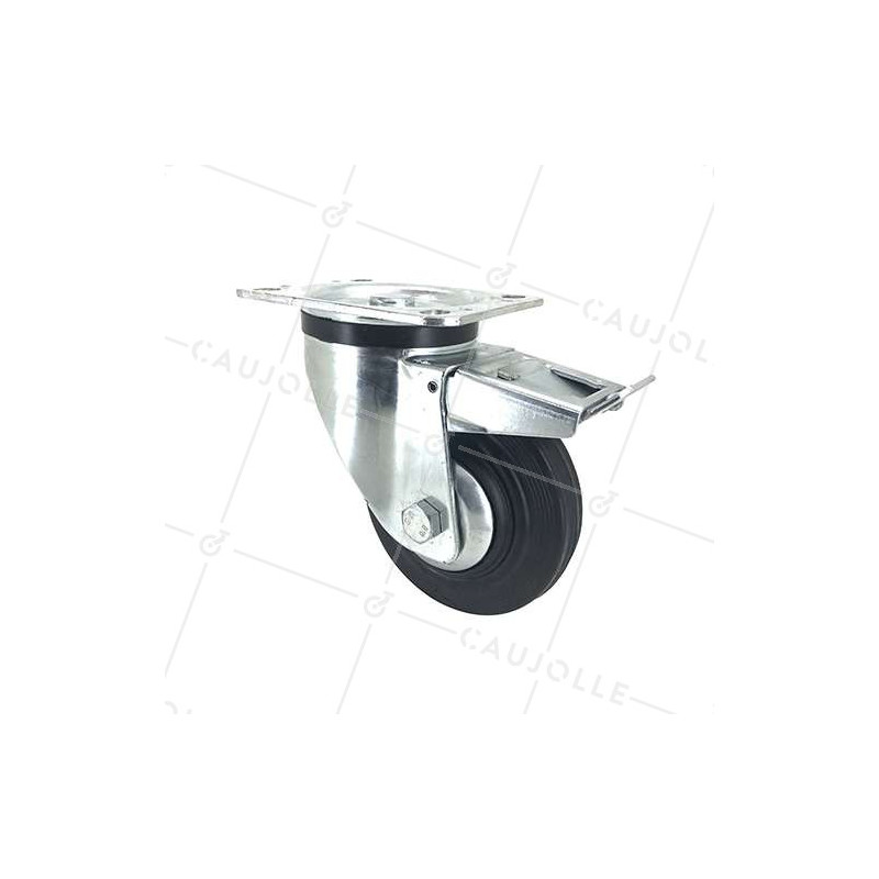 RUEDA INDUSTRIAL REFORZADA DE CAUCHO CON FRENO DIÁMETRO DE 125 MM CARGA 200 KG - S74C125AF