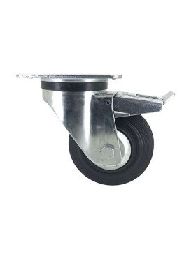 RUEDA INDUSTRIAL REFORZADA DE CAUCHO CON FRENO DIÁMETRO DE 125 MM CARGA 200 KG - S74C125AF