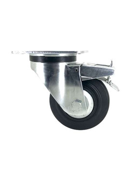 RUEDA INDUSTRIAL REFORZADA DE CAUCHO CON FRENO DIÁMETRO DE 125 MM CARGA 200 KG - S74C125AF