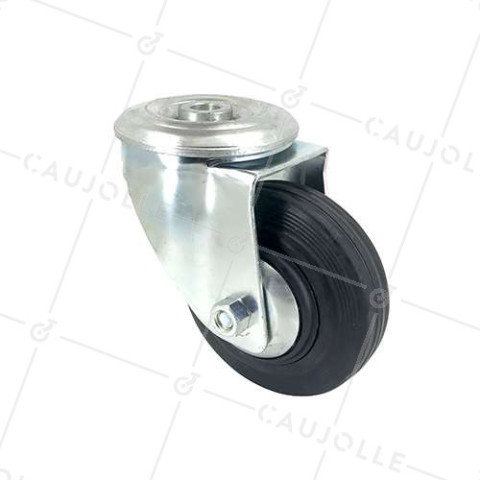 RUEDA INDUSTRIAL CON AGUJERO PASANTE, DE CAUCHO, DIÁMETRO DE 125 MM, CAPACIDAD DE CARGA DE 200 KG - S74OC125 • Caujolle