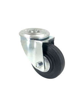 RUEDA INDUSTRIAL CON AGUJERO PASANTE, DE CAUCHO, DIÁMETRO DE 125 MM, CAPACIDAD DE CARGA DE 200 KG - S74OC125