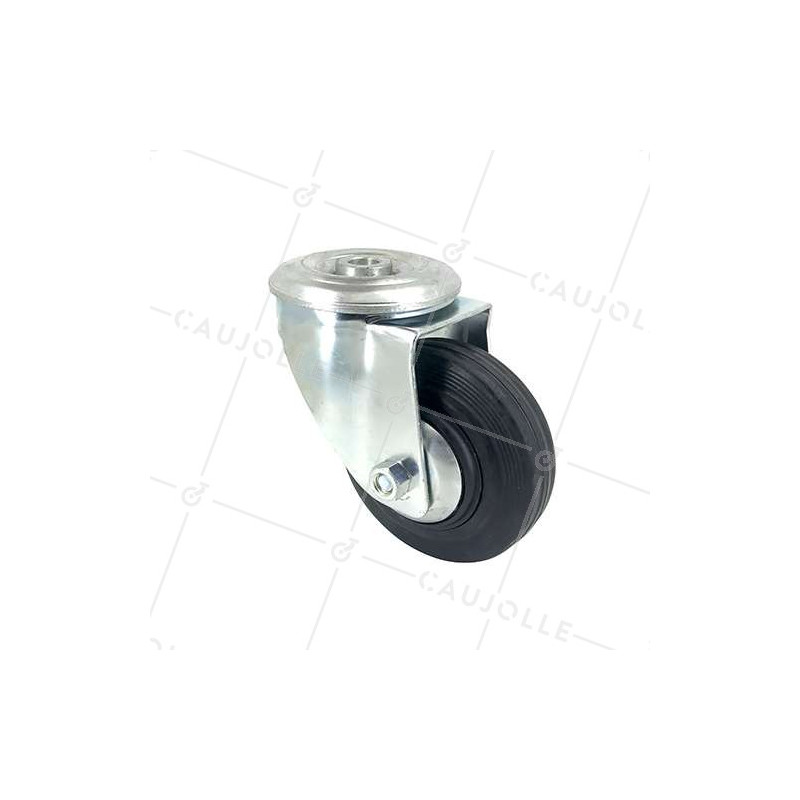 RUEDA INDUSTRIAL CON AGUJERO PASANTE, DE CAUCHO, DIÁMETRO DE 125 MM, CAPACIDAD DE CARGA DE 200 KG - S74OC125