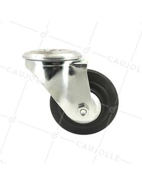 RUEDA INDUSTRIAL CON AGUJERO PASANTE, DE CAUCHO, DIÁMETRO DE 125 MM, CAPACIDAD DE CARGA DE 200 KG - S74OC125