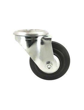 RUEDA INDUSTRIAL CON AGUJERO PASANTE, DE CAUCHO, DIÁMETRO DE 125 MM, CAPACIDAD DE CARGA DE 200 KG - S74OC125