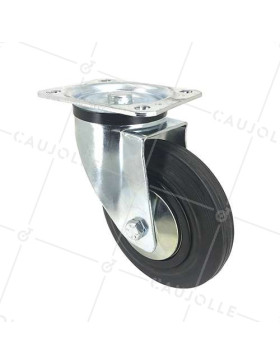 RUEDA GIRATORIA DE CAUCHO REFORZADA CON 160 MM DE DIÁMETRO, CARGA DE 200 KG - S74C160 • Caujolle
