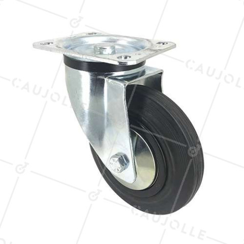 RUEDA GIRATORIA DE CAUCHO REFORZADA CON 160 MM DE DIÁMETRO, CARGA DE 200 KG - S74C160 • Caujolle
