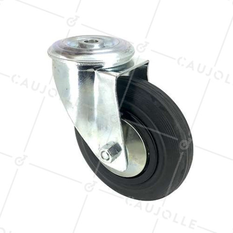 RUEDA INDUSTRIAL CON AGUJERO PASANTE, DE CAUCHO, DIÁMETRO DE 160 MM, CAPACIDAD DE CARGA DE 200 KG - S74OC160 • Caujolle