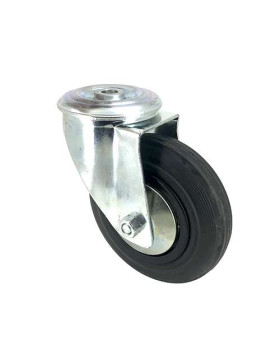 RUEDA INDUSTRIAL CON AGUJERO PASANTE, DE CAUCHO, DIÁMETRO DE 160 MM, CAPACIDAD DE CARGA DE 200 KG - S74OC160