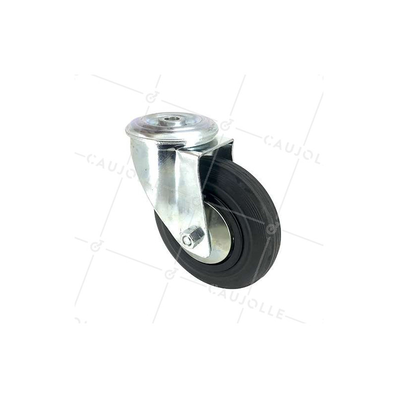 RUEDA INDUSTRIAL CON AGUJERO PASANTE, DE CAUCHO, DIÁMETRO DE 160 MM, CAPACIDAD DE CARGA DE 200 KG - S74OC160
