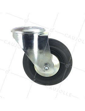 RUEDA INDUSTRIAL CON AGUJERO PASANTE, DE CAUCHO, DIÁMETRO DE 160 MM, CAPACIDAD DE CARGA DE 200 KG - S74OC160