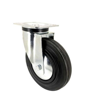 RUEDA INDUSTRIAL CON PLATINA DE CAUCHO, DIÁMETRO DE 200 MM, CAPACIDAD DE CARGA DE 200 KG - S74C200