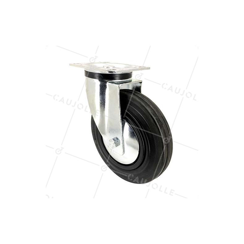 RUEDA INDUSTRIAL CON PLATINA DE CAUCHO, DIÁMETRO DE 200 MM, CAPACIDAD DE CARGA DE 200 KG - S74C200