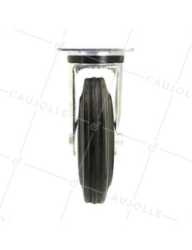 RUEDA INDUSTRIAL CON PLATINA DE CAUCHO, DIÁMETRO DE 200 MM, CAPACIDAD DE CARGA DE 200 KG - S74C200