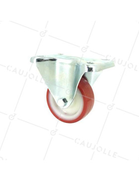 RUEDA DE MANIPULACIÓN FIJA DE POLIURETANO ROJO Y DIÁMETRO DE 80 MM, CARGA 100 KG - S7NP 80 • Caujolle