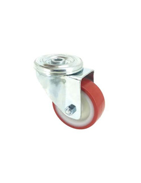 RUEDA DE MANTENIMIENTO CON AGUJERO PASANTE DE POLIURETANO ROJO Y DIÁMETRO DE 80 MM CARGA 100 KG - S06NP 80
