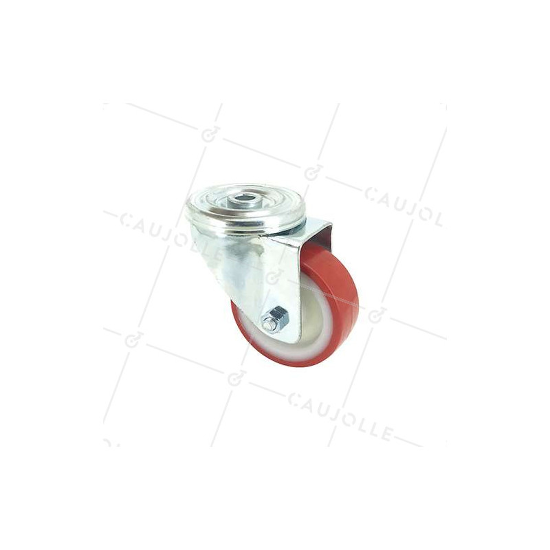 RUEDA DE MANTENIMIENTO CON AGUJERO PASANTE DE POLIURETANO ROJO Y DIÁMETRO DE 80 MM CARGA 100 KG - S06NP 80
