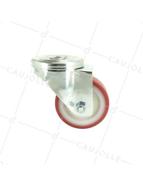 RUEDA DE MANTENIMIENTO CON AGUJERO PASANTE DE POLIURETANO ROJO Y DIÁMETRO DE 80 MM CARGA 100 KG - S06NP 80