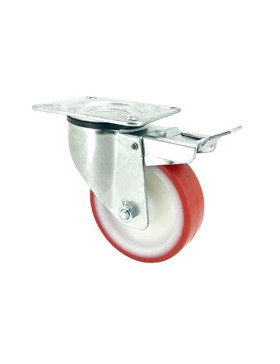 RUEDA DE MANIPULACIÓN CON FRENO, DE POLIURETANO ROJO, DIÁMETRO DE 100 MM, CAPACIDAD DE CARGA DE 120 KG - S2NP 100AF