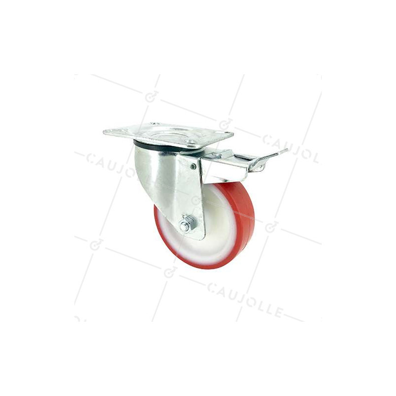 RUEDA DE MANIPULACIÓN CON FRENO, DE POLIURETANO ROJO, DIÁMETRO DE 100 MM, CAPACIDAD DE CARGA DE 120 KG - S2NP 100AF