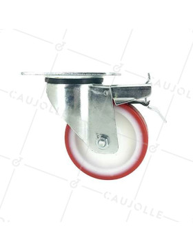RUEDA DE MANIPULACIÓN CON FRENO, DE POLIURETANO ROJO, DIÁMETRO DE 100 MM, CAPACIDAD DE CARGA DE 120 KG - S2NP 100AF