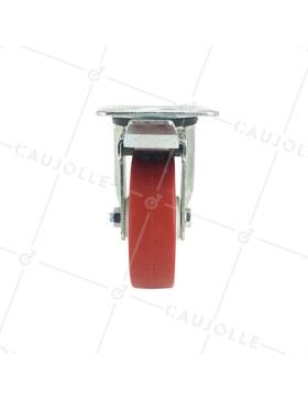 RUEDA DE MANIPULACIÓN CON FRENO, DE POLIURETANO ROJO, DIÁMETRO DE 100 MM, CAPACIDAD DE CARGA DE 120 KG - S2NP 100AF