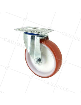 RUEDA DE MANUTENCIÓN DE POLIURETANO ROJO, DIÁMETRO DE 125 MM, CAPACIDAD DE CARGA DE 120 KG - S2NP 125 • Caujolle