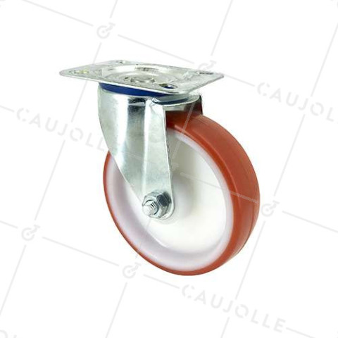 RUEDA DE MANUTENCIÓN DE POLIURETANO ROJO, DIÁMETRO DE 125 MM, CAPACIDAD DE CARGA DE 120 KG - S2NP 125 • Caujolle