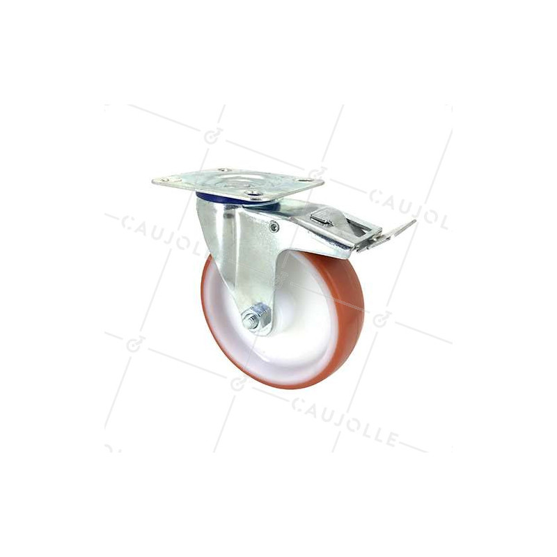RUEDA DE MANUTENCIÓN CON FRENO DE POLIURETANO ROJO, 125 MM DE DIÁMETRO, CARGA 120 KG - S2NP 125AF