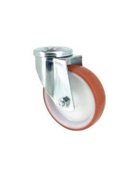 RUEDA DE MANIPULACIÓN CON AGUJERO PASANTE, DE POLIURETANO ROJO, DIÁMETRO DE 125 MM, CAPACIDAD DE CARGA DE 120 KG - S06NP 125