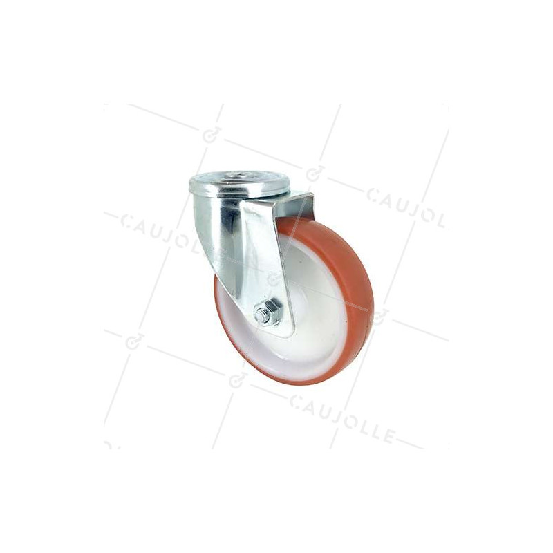 RUEDA DE MANIPULACIÓN CON AGUJERO PASANTE, DE POLIURETANO ROJO, DIÁMETRO DE 125 MM, CAPACIDAD DE CARGA DE 120 KG - S06NP 125