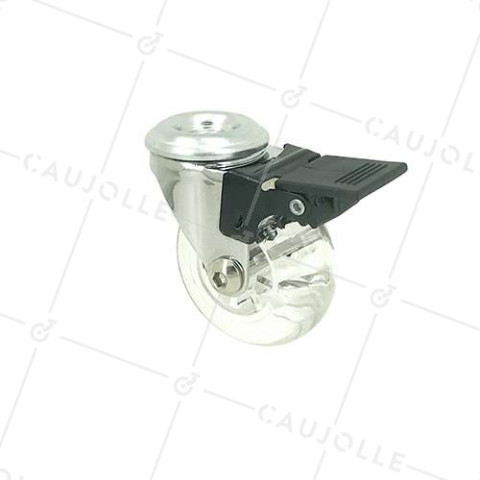 Rotante DISEÑO PIVOTANTE A Orificio de fijación CON FRENO TRANSPARENTE FLEXIBLE DIÁMETRO 50 MM CARGA 40KG CON FIJACIÓN DE 10 MM - S140TR 50OAF • Caujolle