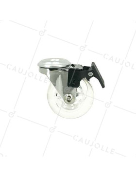 Rotante DISEÑO PIVOTANTE A Orificio de fijación CON FRENO TRANSPARENTE FLEXIBLE DIÁMETRO 50 MM CARGA 40KG CON FIJACIÓN DE 10 MM 
