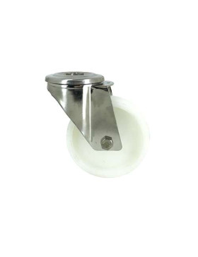 RUEDA CON AGUJERO PASANTE DE 12 MM, INOXIDABLE Y RODILLO DE NAILON DE 100 MM DE DIÁMETRO, 150 KG DE CARGA - INOXIDABLE O 100