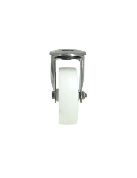 RUEDA CON AGUJERO PASANTE DE 12 MM, INOXIDABLE Y RODILLO DE NAILON DE 100 MM DE DIÁMETRO, 150 KG DE CARGA - INOXIDABLE O 100