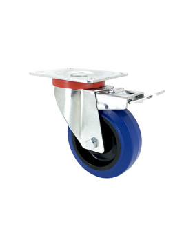 RUEDA INDUSTRIAL ELÁSTICA QUE NO MANCHA CON FRENO PARA MALETAS CON UN DIÁMETRO DE 100 MM CARGA 120 KG - S2NS100AFBLEUE
