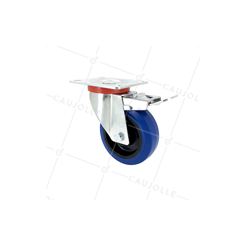 RUEDA INDUSTRIAL ELÁSTICA QUE NO MANCHA CON FRENO PARA MALETAS CON UN DIÁMETRO DE 100 MM CARGA 120 KG - S2NS100AFBLEUE