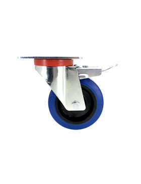 RUEDA INDUSTRIAL ELÁSTICA QUE NO MANCHA CON FRENO PARA MALETAS CON UN DIÁMETRO DE 100 MM CARGA 120 KG - S2NS100AFBLEUE
