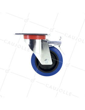 RUEDA INDUSTRIAL ELÁSTICA QUE NO MANCHA CON FRENO PARA MALETAS CON UN DIÁMETRO DE 100 MM CARGA 120 KG - S2NS100AFBLEUE