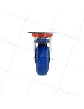 RUEDA INDUSTRIAL ELÁSTICA QUE NO MANCHA CON FRENO PARA MALETAS CON UN DIÁMETRO DE 100 MM CARGA 120 KG - S2NS100AFBLEUE