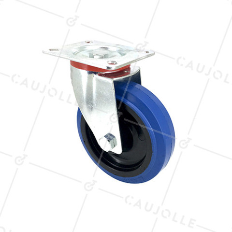 RUEDA INDUSTRIAL ELÁSTICA QUE NO MANCHA PARA MALETAS CON UN DIÁMETRO DE 125 MM CARGA 120 KG - S2NS125BLEUE • Caujolle