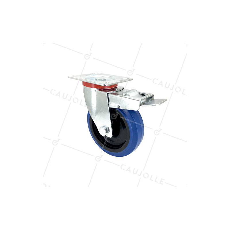 RUEDA INDUSTRIAL ELÁSTICA QUE NO MANCHA CON FRENO PARA MALETAS CON UN DIÁMETRO DE 125 MM CARGA 120 KG - S2NS125AFBLEUE