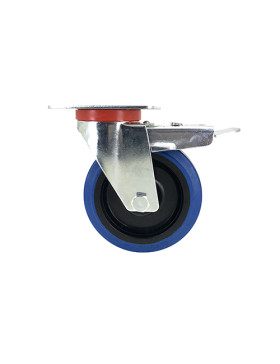 RUEDA INDUSTRIAL ELÁSTICA QUE NO MANCHA CON FRENO PARA MALETAS CON UN DIÁMETRO DE 125 MM CARGA 120 KG - S2NS125AFBLEUE