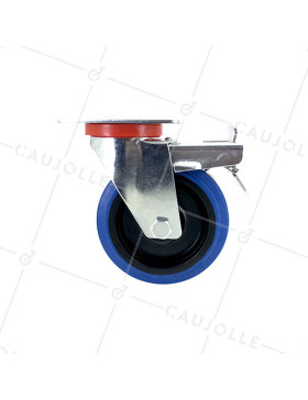 RUEDA INDUSTRIAL ELÁSTICA QUE NO MANCHA CON FRENO PARA MALETAS CON UN DIÁMETRO DE 125 MM CARGA 120 KG - S2NS125AFBLEUE