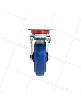 RUEDA INDUSTRIAL ELÁSTICA QUE NO MANCHA CON FRENO PARA MALETAS CON UN DIÁMETRO DE 125 MM CARGA 120 KG - S2NS125AFBLEUE