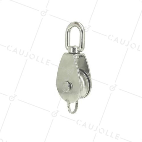 POLEA SIMPLE DE ACERO INOXIDABLE MARINO 316 DIÁMETRO 50 MM CARGA 750 KG  • Caujolle