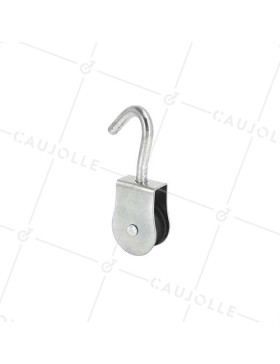 POLEA CON GANCHO REFORZADA CON UN DIÁMETRO DE 35 MM CARGA 60 KG PARA CABLE DE 9 MM • Caujolle