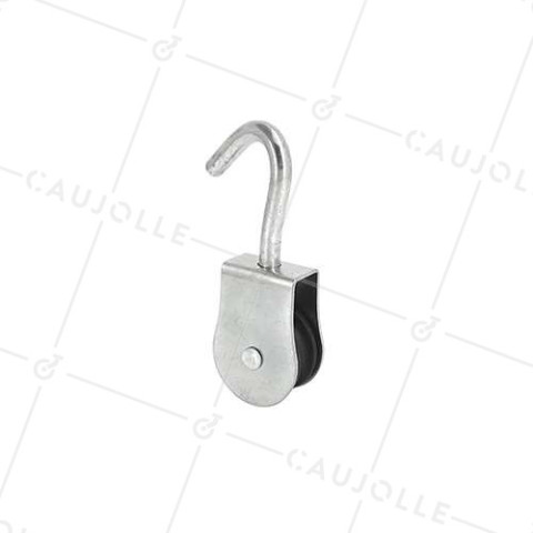 POLEA CON GANCHO REFORZADA CON UN DIÁMETRO DE 35 MM CARGA 60 KG PARA CABLE DE 9 MM • Caujolle